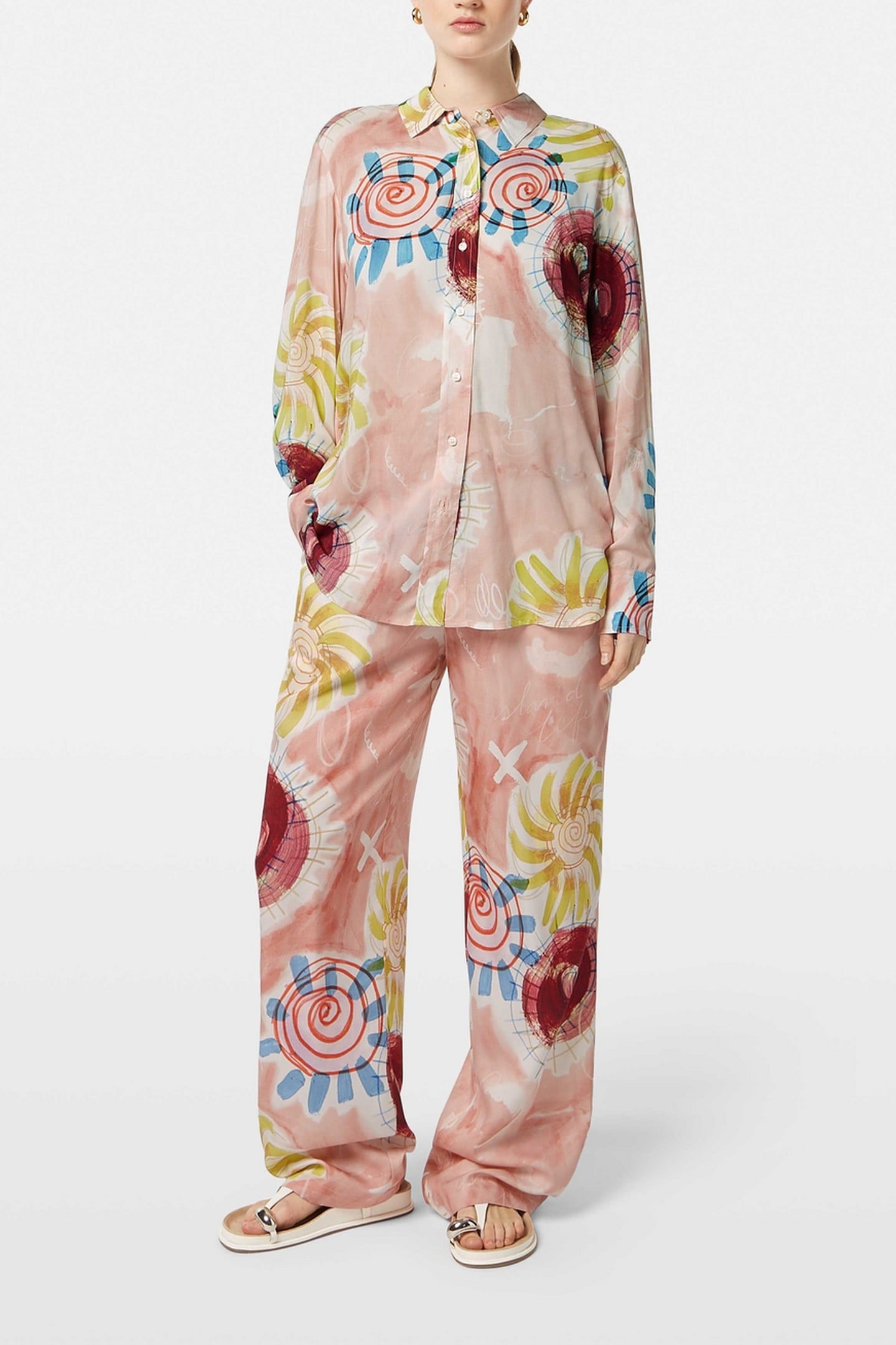 GIA - MID RISE WIDE LEG ELASTICATED TROUSERS ABSTRACT SUN PI 2