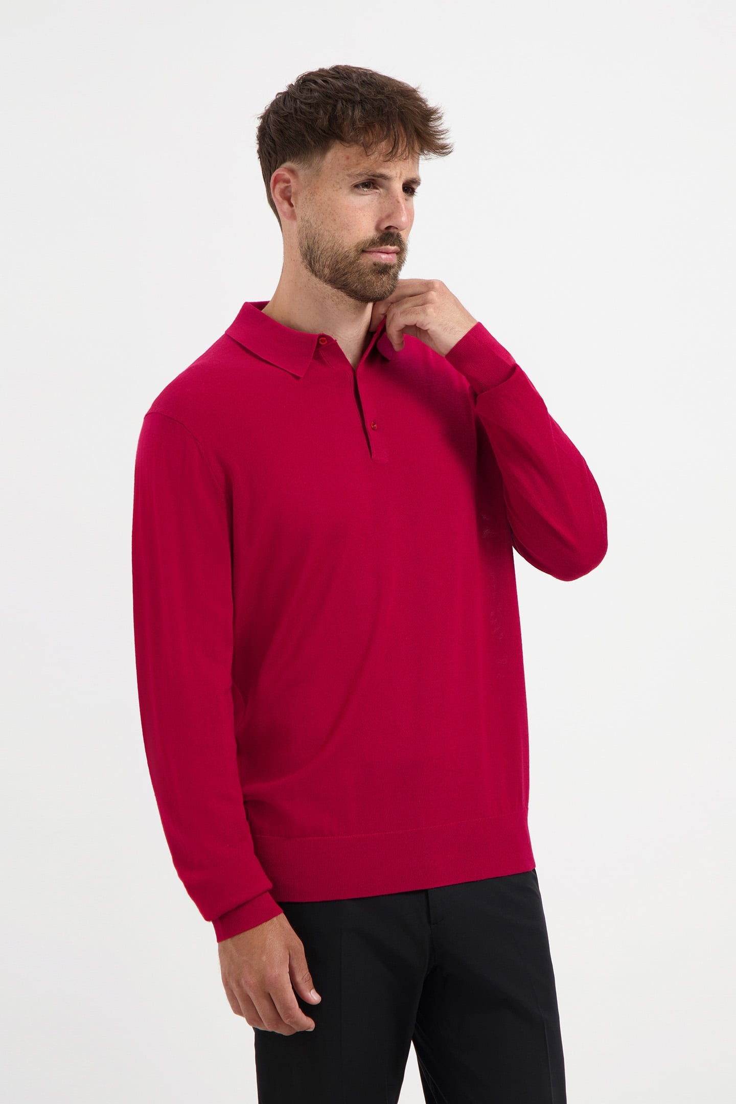 POLO LONG SLEEVE 100% MERINO PEPPER RED 2
