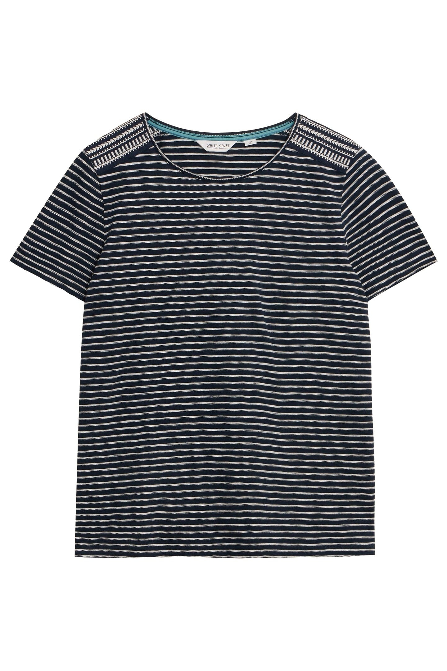 ABBIE EMBROIDERED STRIPE TEE IVORY MULTI 4