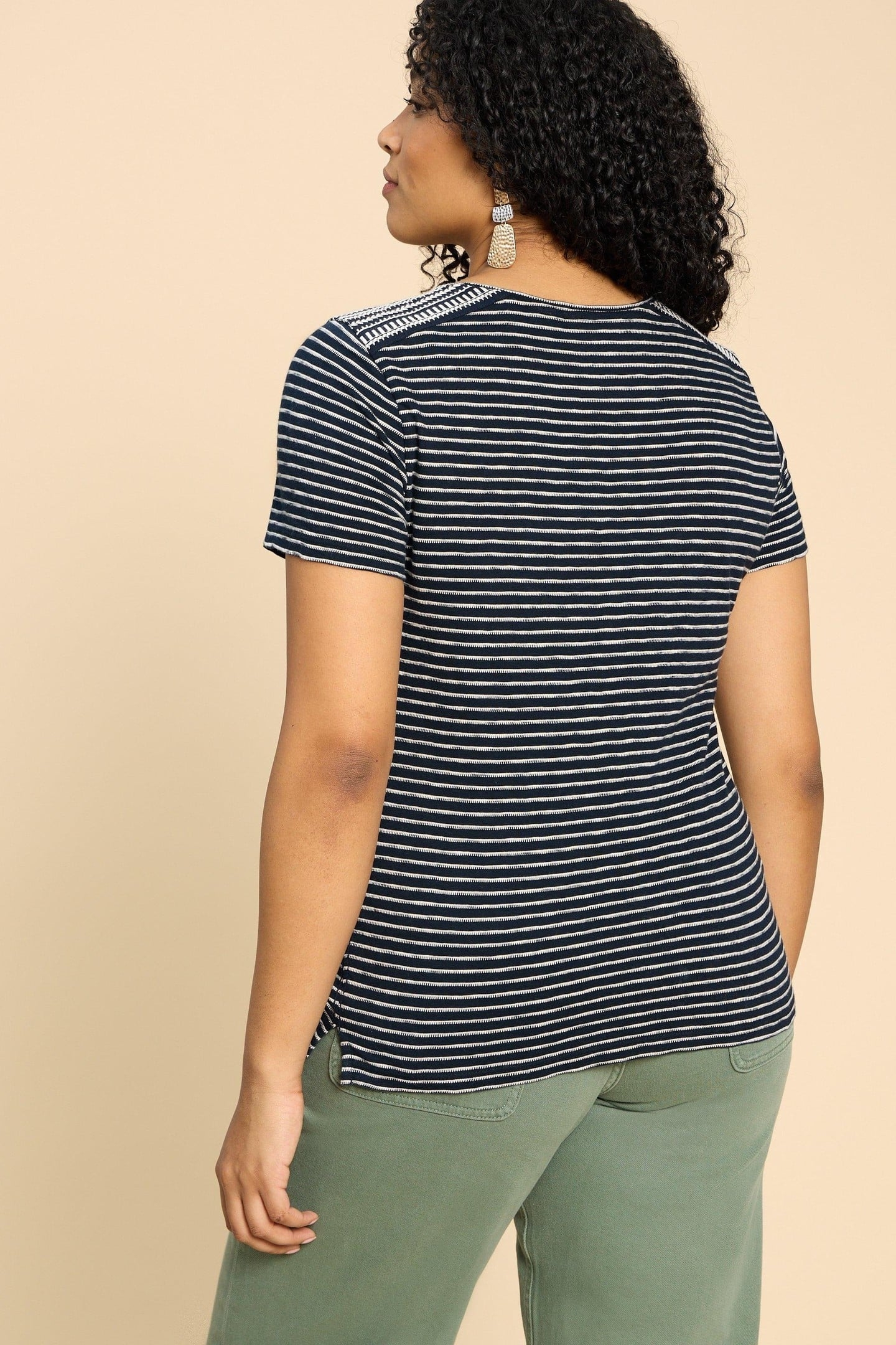 ABBIE EMBROIDERED STRIPE TEE IVORY MULTI 3