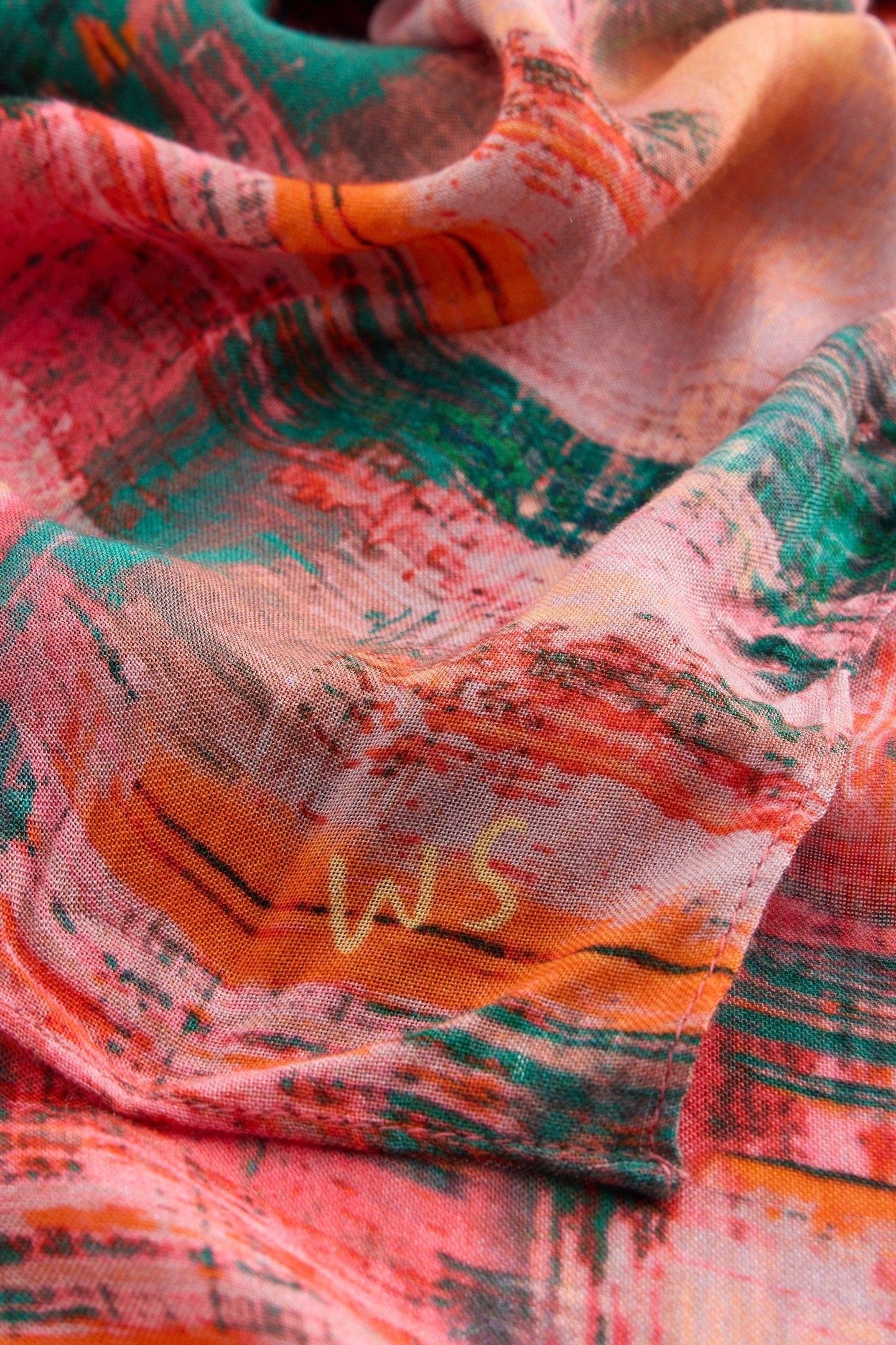 BRUSH PRINT SCARF PINK MULTI 3