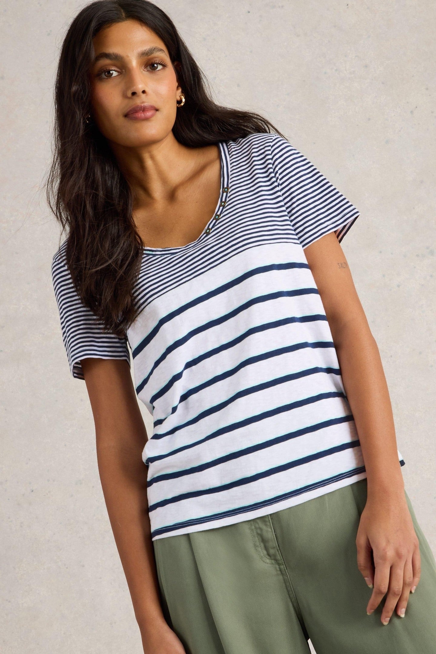 NADIA SHORT SLEEVE TEE NAVY MULTI 1