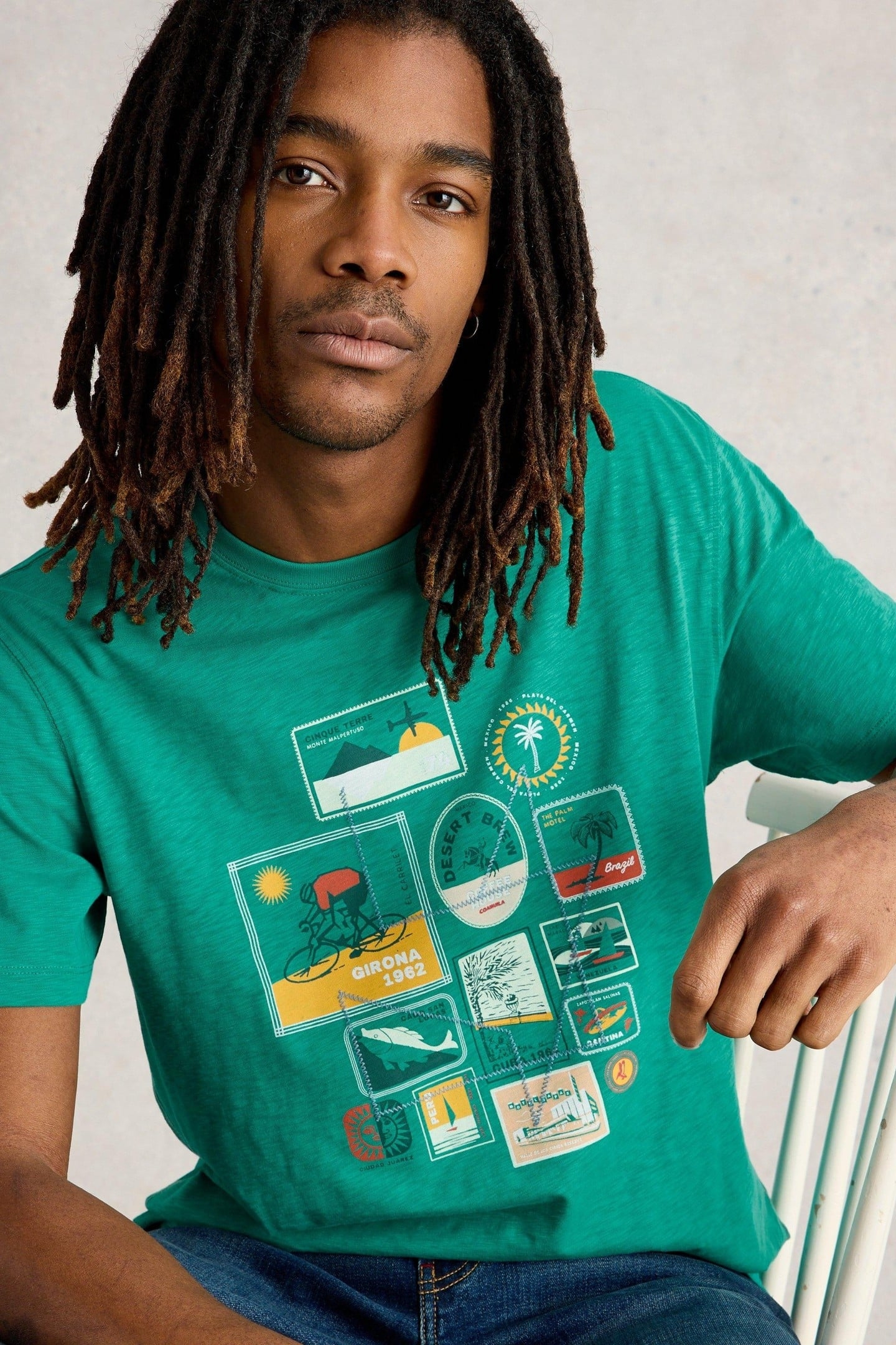 TRAVEL GRAPHIC TEE TEAL PRINT 2