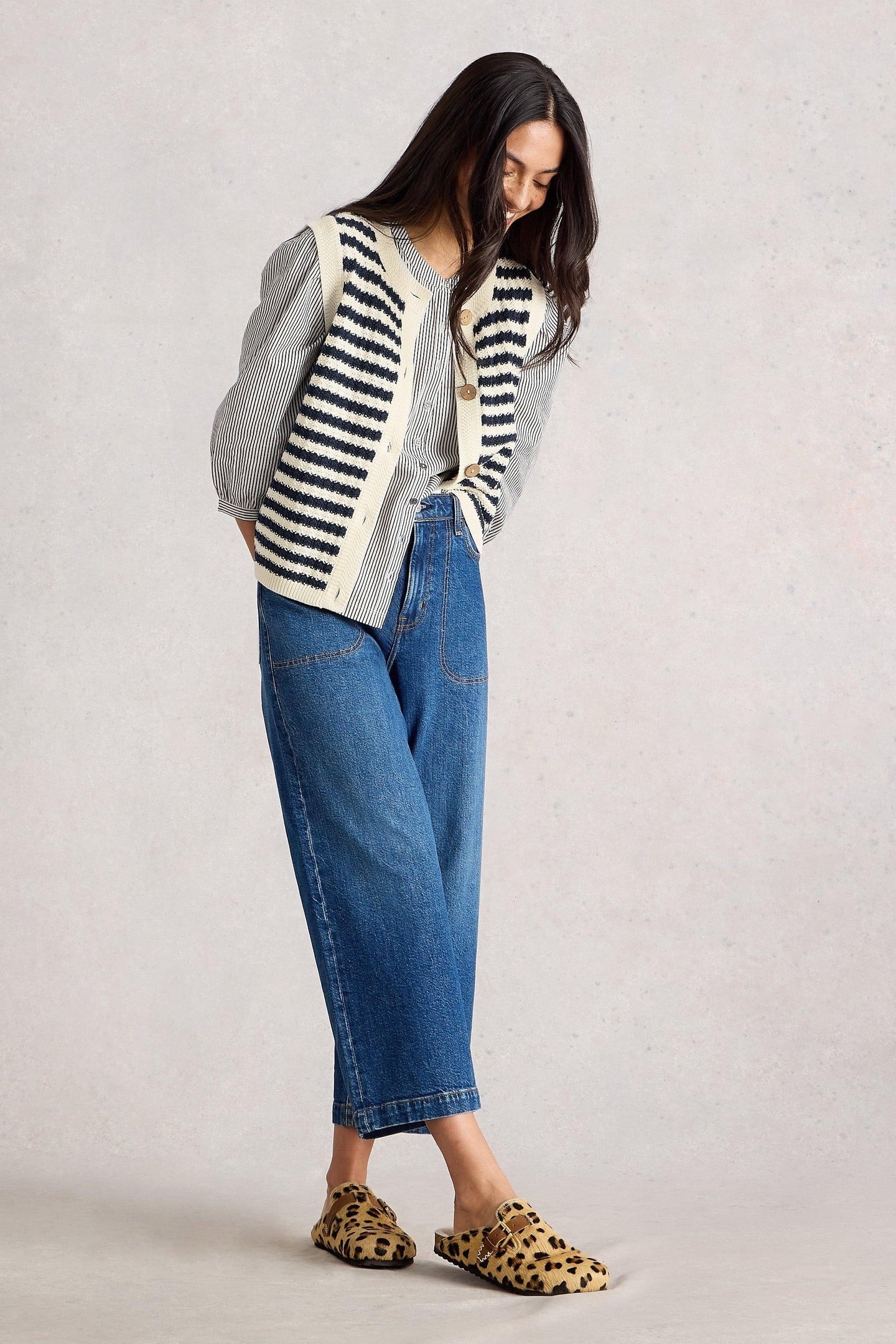 SIENNA STRIPE BUTTON TANK NAVY MULTI 1