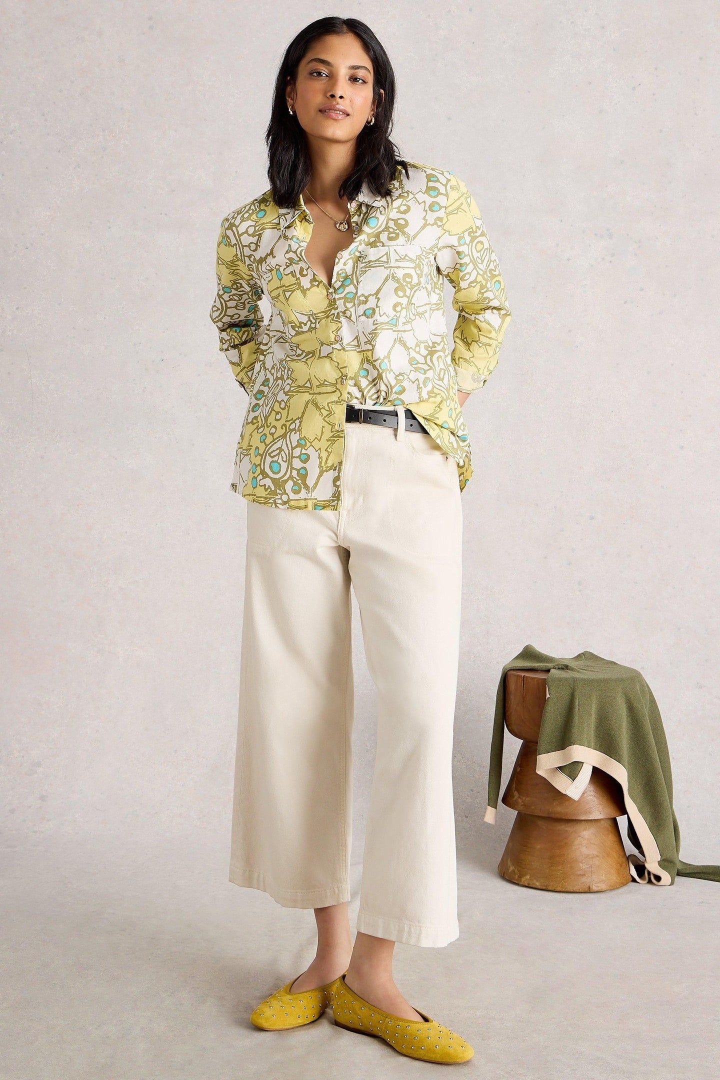 SOPHIE ORGANIC COTTON SHIRT YELLOW MULTI 2