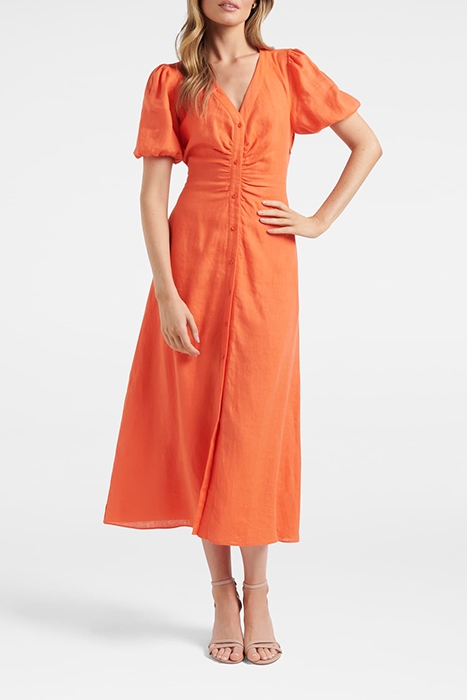 ARABELLA PUFF SLEEVE SHIRT DRESS ATOMIC ORANGE 1