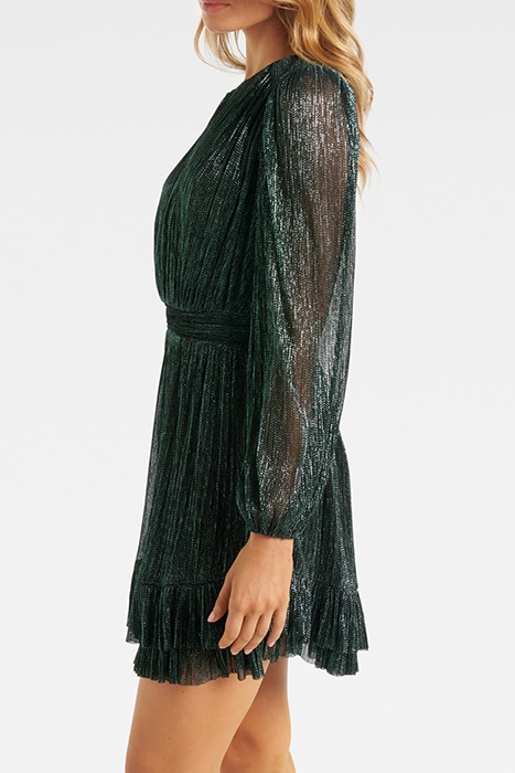 GOLDIE LONG SLEEVE PLISSE MINI DRESS CLOVER GREEN 4