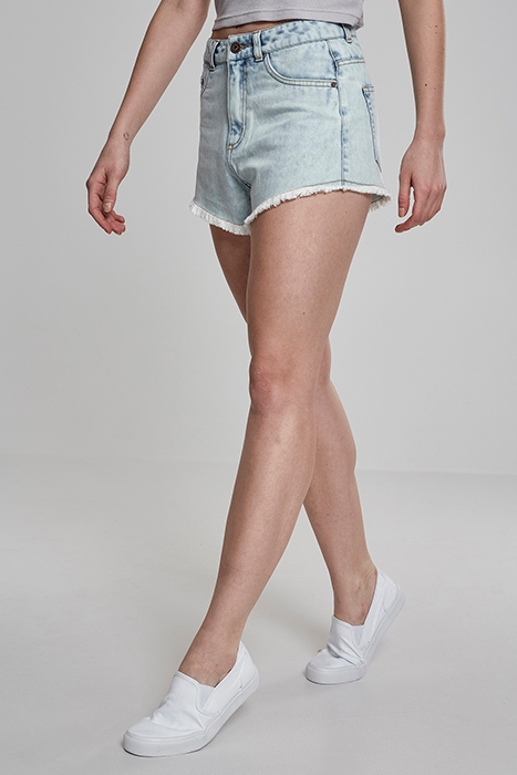 LADIES DENIM HOTPANTS BLUE BLEACHED 5