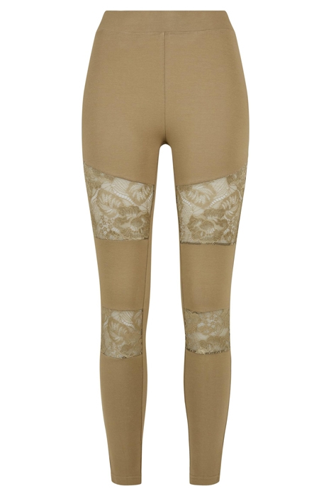 LADIES LACES INSET LEGGINGS KHAKI 1