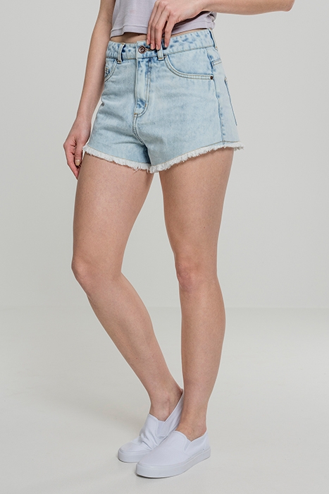 LADIES DENIM HOTPANTS BLUE BLEACHED 2