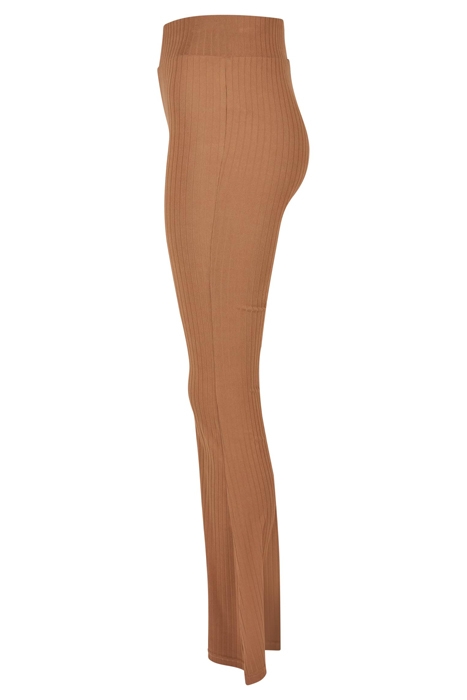 LADIES HIGH WAIST RIB FLARED LEGGINGS DARKTAUPE 8