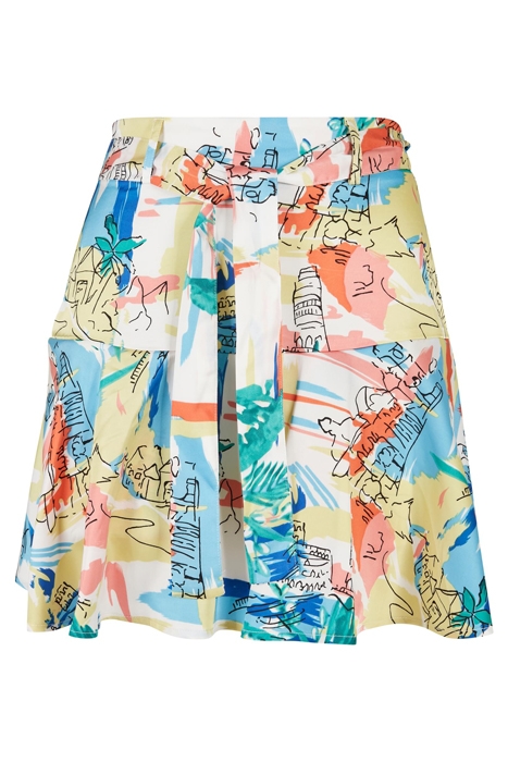 LADIES AOP SATIN MINI SKIRT SOFTYELLOWVACATION 1