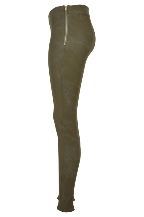 LADIES WASHED FAUX LEATHER PANTS OLIVE 8