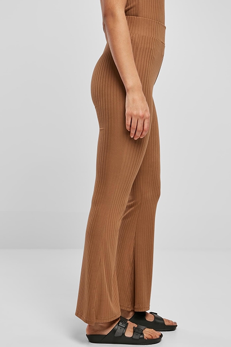 LADIES HIGH WAIST RIB FLARED LEGGINGS DARKTAUPE 5