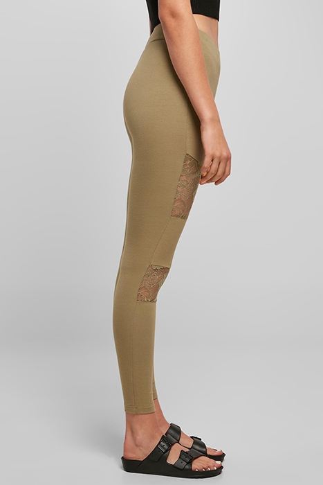 LADIES LACES INSET LEGGINGS KHAKI 5