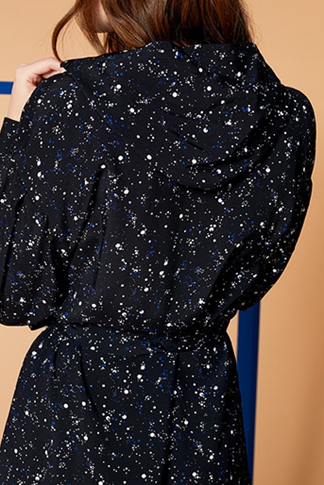 REVIA - BLACK POLKA DOT MAXI DRESS WITH HOOD 5