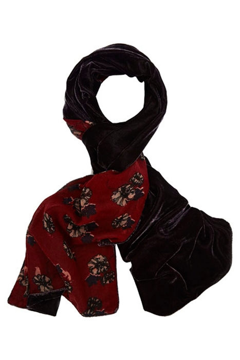 WHIMSICAL WOOL VELVET SCARF RED MULTI 1