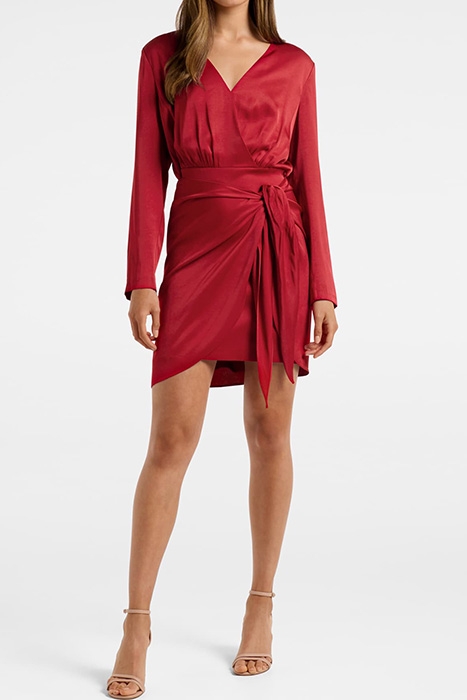 AVA SATIN SARONG MINI DRESS RED 3