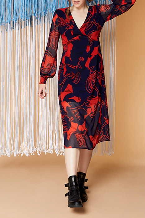 REAL - INDIGO MIDI DRESS WITH ARTY DANCER PRINT 1
