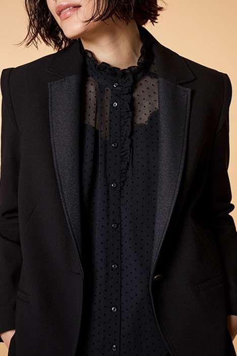 VERONE - BLACK SUIT JACKET WITH CONTRAST COLLAR 4