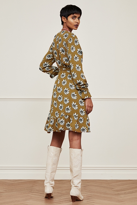 SASHA DRESS ODD OLIVE/BUTTERCREA 3