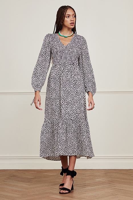 CORALINE DRESS CREAM WHITE/BLACK 2