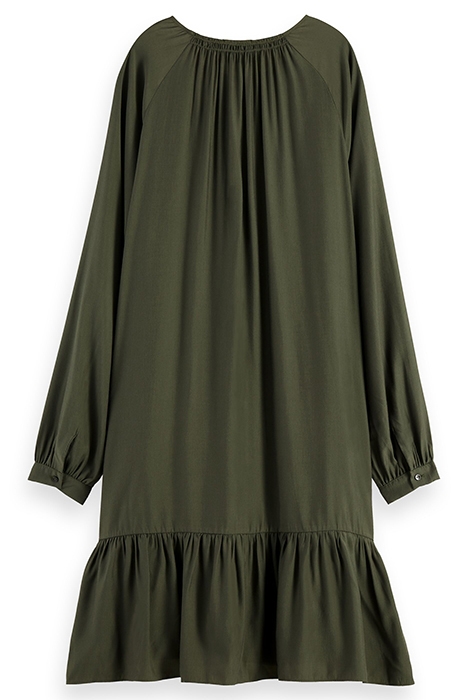 EASY FIT LONG SLEEVE DRESS WITH SMOCK DETAILS ARMY 2