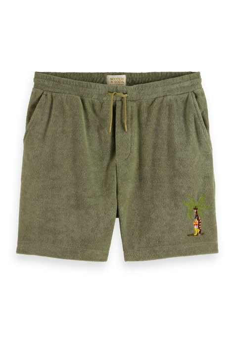 FAVE- TOWELING BERMUDA SHORT WITH EMBROIDERY ARMY 1