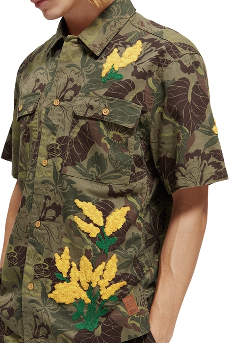 PRINTED SHORT SLEEVE TWILL SHIRT WITH SPECIAL EMBROIDERIES C 5