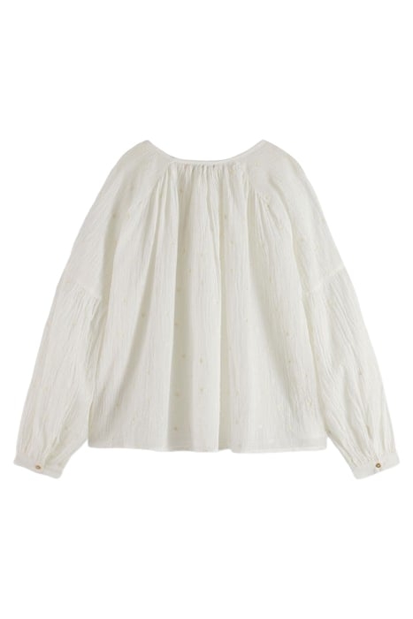 VOLUMINOUS POPOVER WITH ALLOVER EMBROIDERY IN ORGANIC COTTON 2