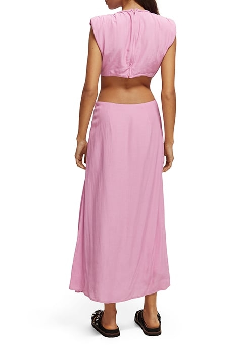 DRAPED STRUCTURED SHOULDER MIDI DRESS ORCHID PINK 4