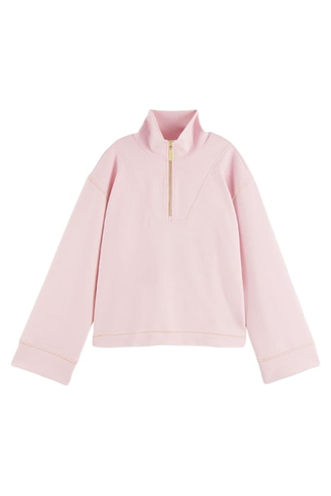 HALF-ZIP TRUMPET SLEEVE SWEATSHIRT LAVENDER 1