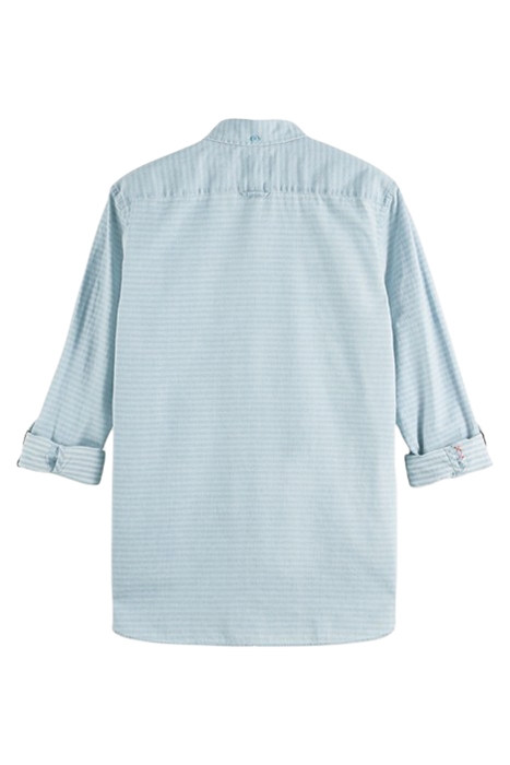 TEXTURED LIGHT WEIGHT DENIM SHIRT WITH SLEEVE ADJUSTERS BLEA 3