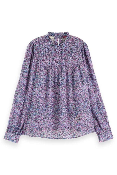 PINTUCK BLOUSE WITH RUFFLE COLLAR ROSARIA PURPLE 1
