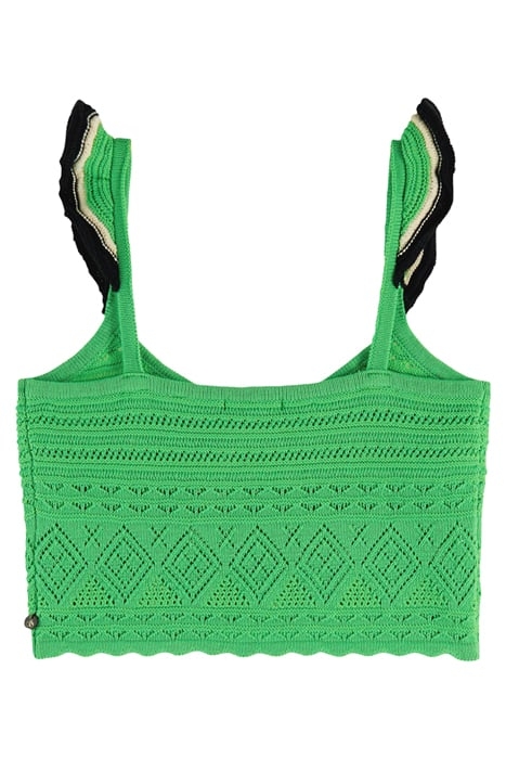 POINTELLE CROP KNITTED VEST BRIGHT PARAKEET 2