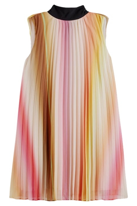 BOW PLEATED RECYCLED POLYESTER MINI DRESS RAINBOW OMBRE 2