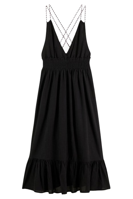 SMOCK WAISTBAND MAXI DRESS BLACK 1