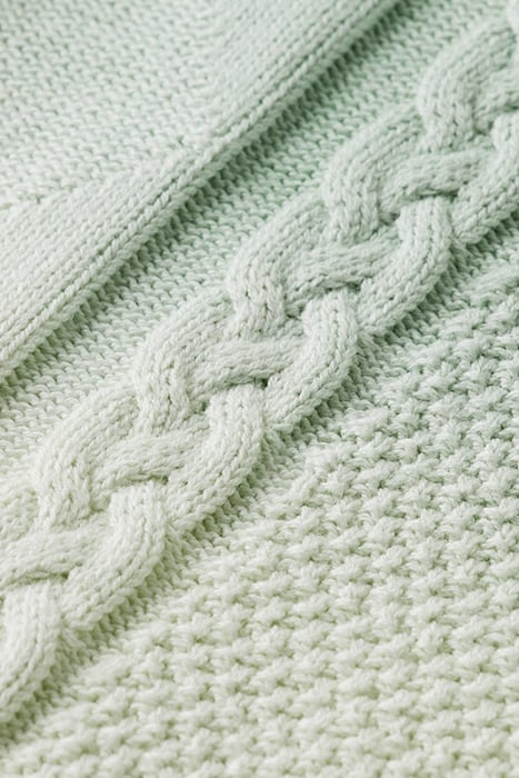 GRADIENT COTTON CABLE KNIT PULLOVER MINT 7