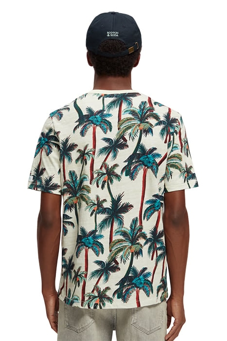 PALM-PRINTED CREWNECK T-SHIRT OFFWHITE PALMTREES AOP 4