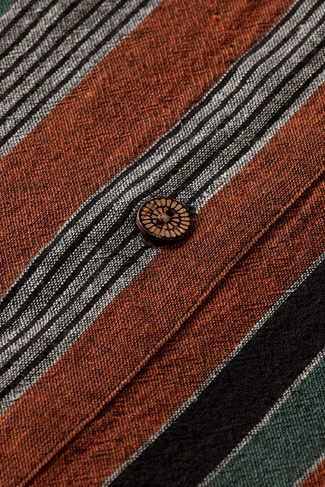 COTTON LINEN BLEND KAFTAN IN CHECKS AND STRIPES GREY/MULTI S 3