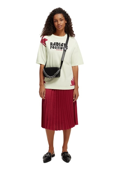 MID LENGTH PLISSÉE SKIRT IN RECYCLED POLYESTER CHERRY PIE 6