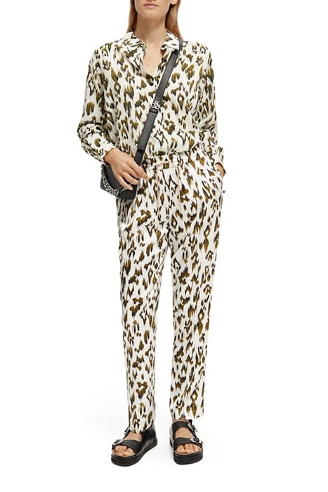 OVERSIZED SHIRT WITH PRINT BRUSHED IKAT ARMY GREEN 5