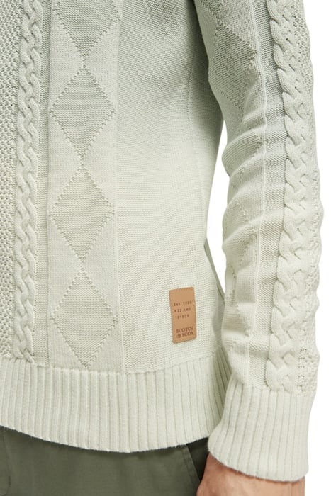 GRADIENT COTTON CABLE KNIT PULLOVER MINT 6