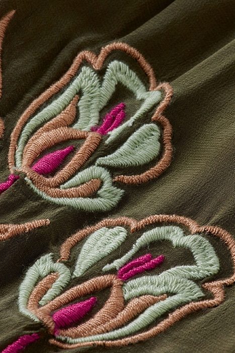 RUCHED WAIST BLOUSE WITH EXTENDED SHOULDER ARMY GREEN 3