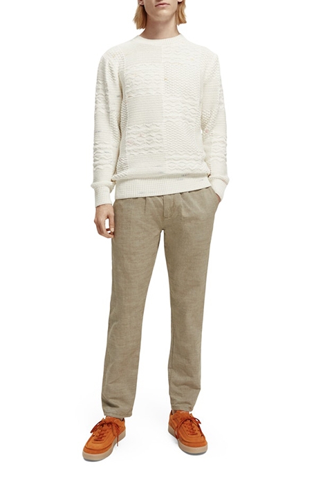 SPACE-DYE YARN STRUCTURED COTTON-BLEND PULLOVER COMBO A 4