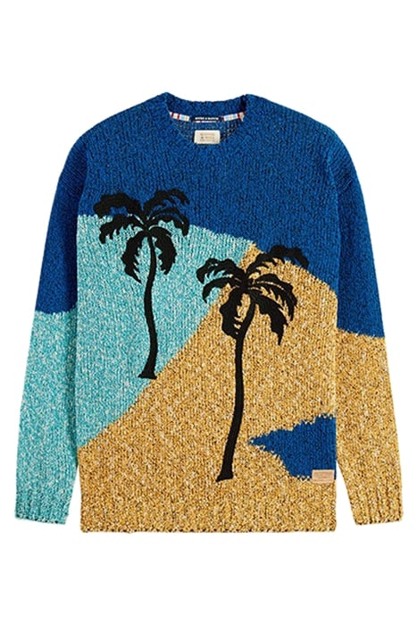 MELANGE PULLOVER WITH PALM ARTWORK MULTI PALMTREES 1