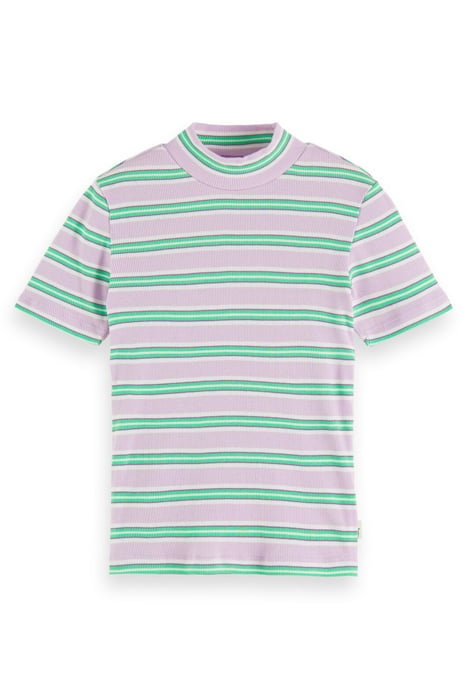 SLIM-FIT HIGH-NECK SHORT-SLEEVED T-SHIRT ORCHID MULTICOLOUR 1