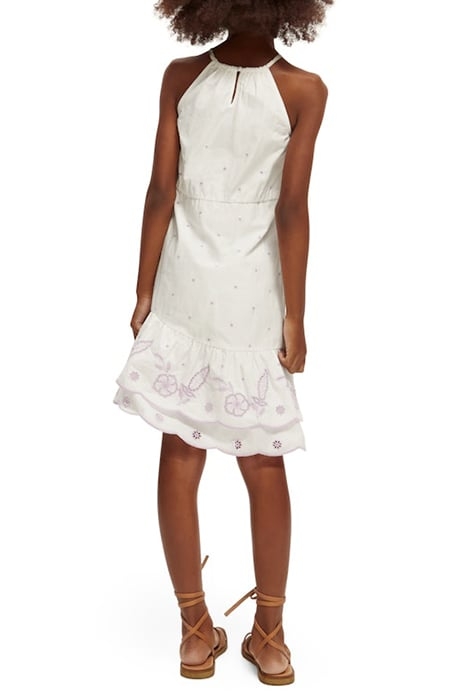 BRODERIE ANGLAISE RUFFLE HEM DRESS OFF WHITE 4