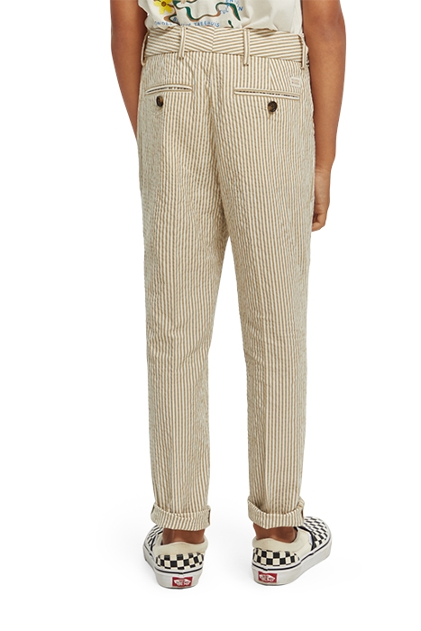 LOOSE TAPERED FIT- STRIPED SEERSUCKER CHINO PANTS SAND STRIP 4