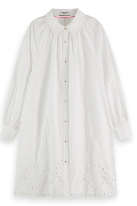 SHIRT DRESS WITH EMBROIDERY DETAIL IN ORGANIC COTTON WHITE 1